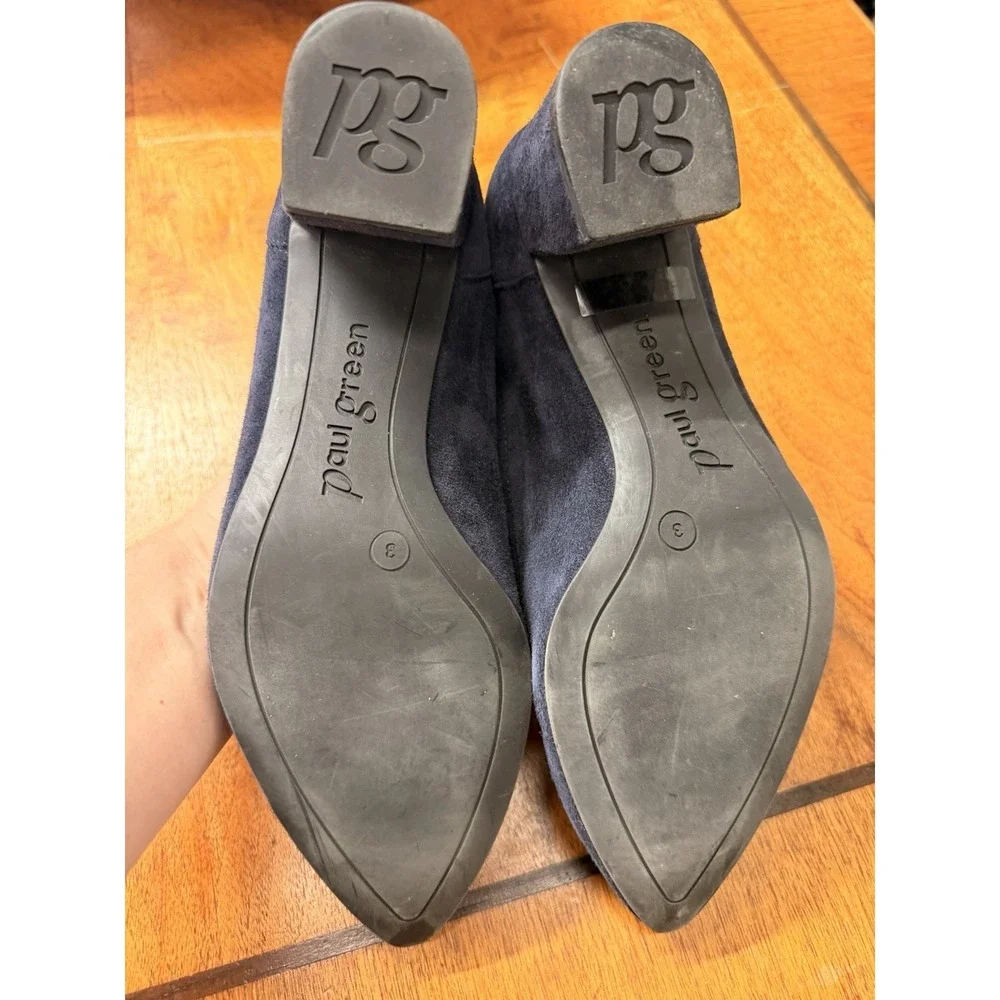 Paul Green Women's Size UK 3 US 5 Block Heel Pump Navy Suede Leather Point Toe